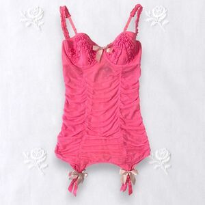 Victoria's Secret Early 2000's Sexy Coquette Pink Lace Lingerie Slip Dress 36 C